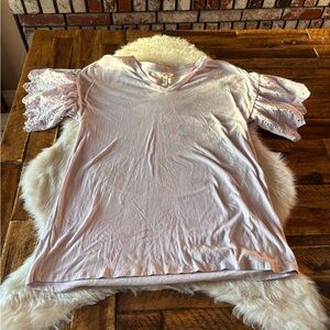 Matilda Jane Blush Tee with Lace Sleeves